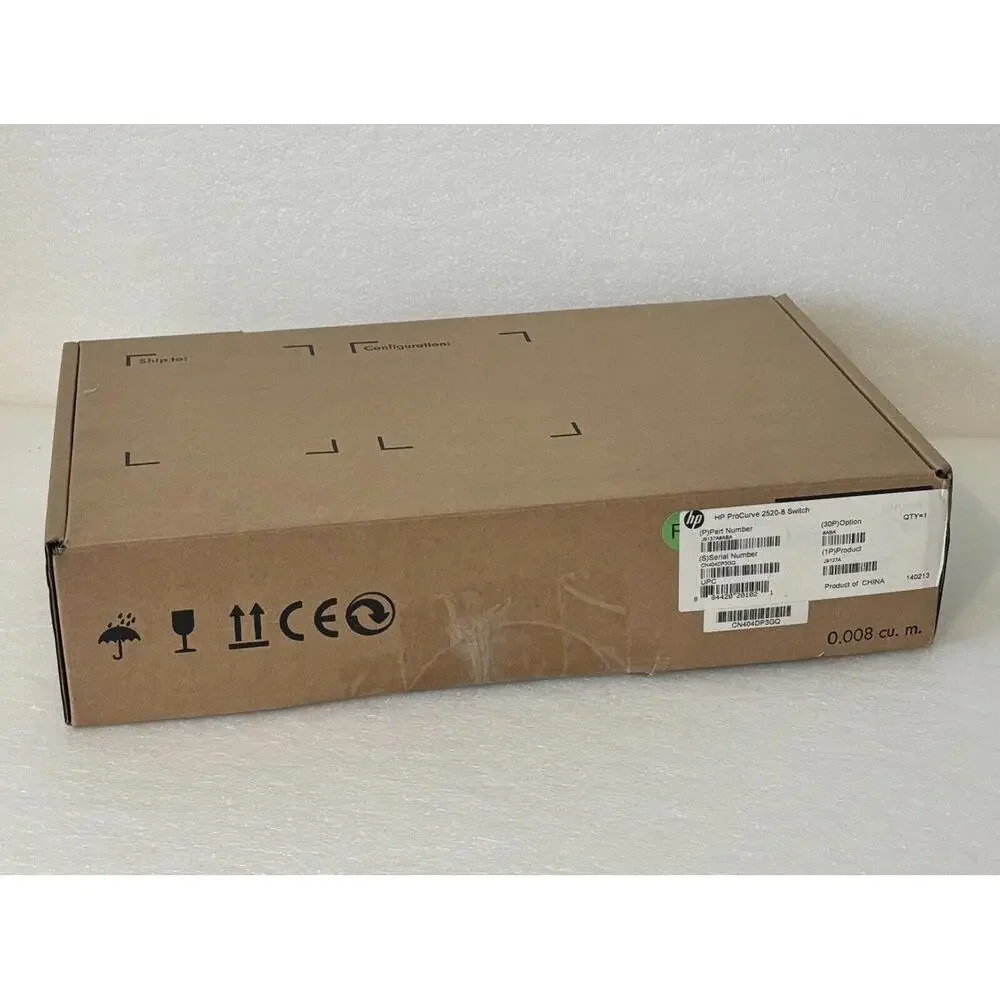 New Open Box HP 2520-8-PoE Switch 8-Ports 10/100/1000Base-T J9137A w/ AC Adapter